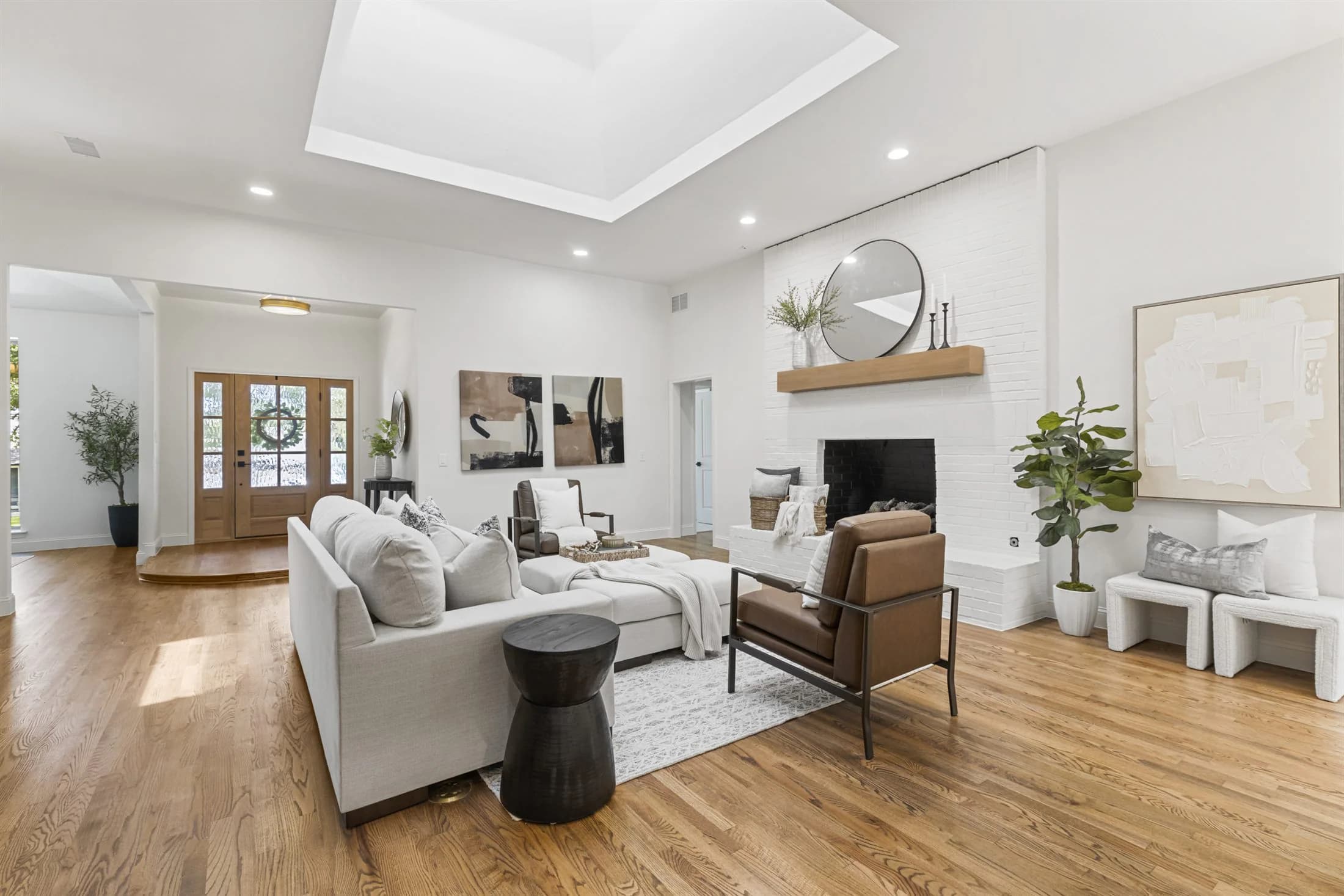 Completed open-concept living room remodel in Dallas-Fort Worth